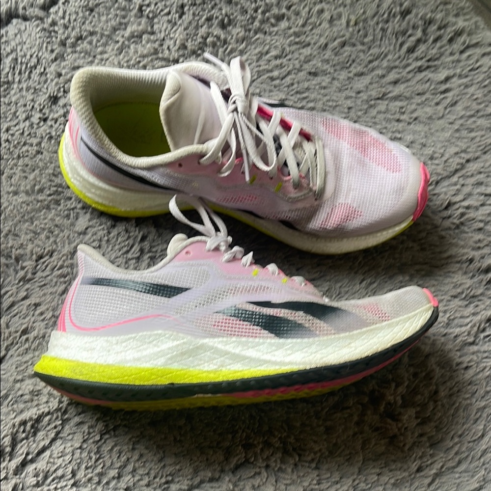 Reebok Women's Pink and White Running Shoes